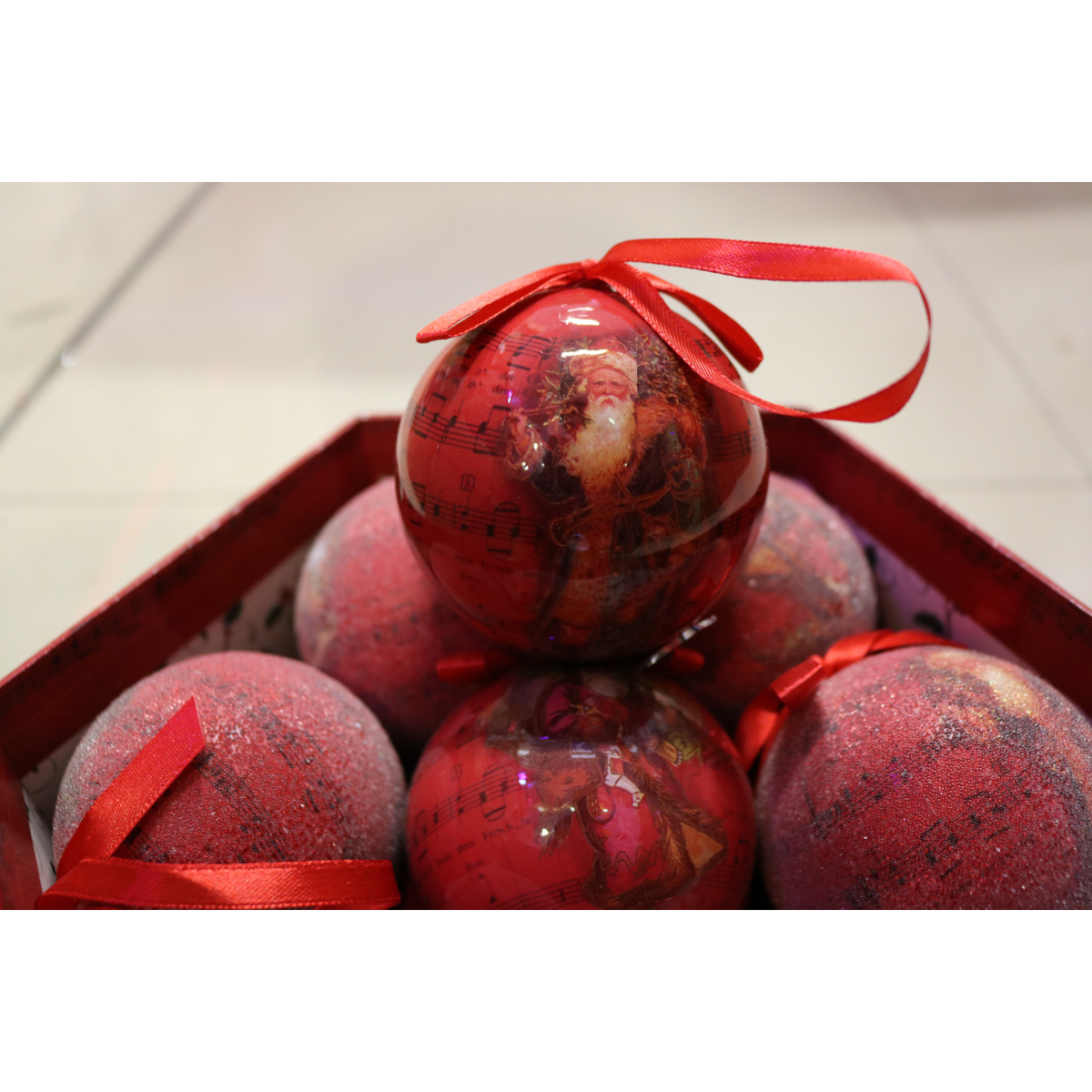 Луксозни коледни топки – комплект 14 бр. в подаръчна кутия | Червени