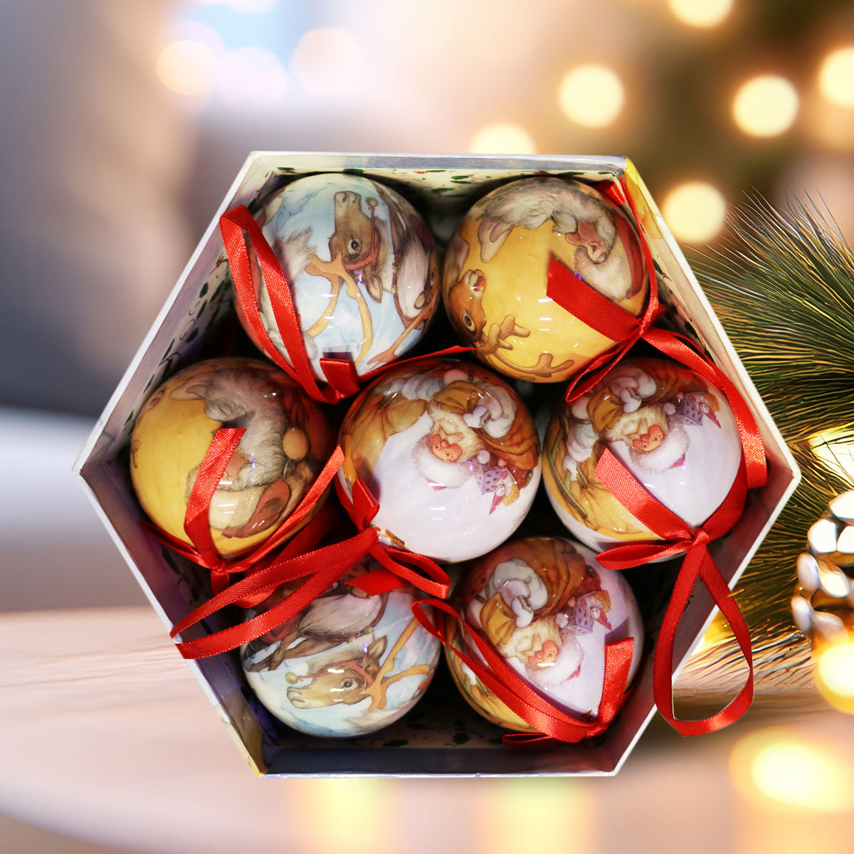 Луксозни коледни топки – комплект 14 бр. в подаръчна кутия | Микс