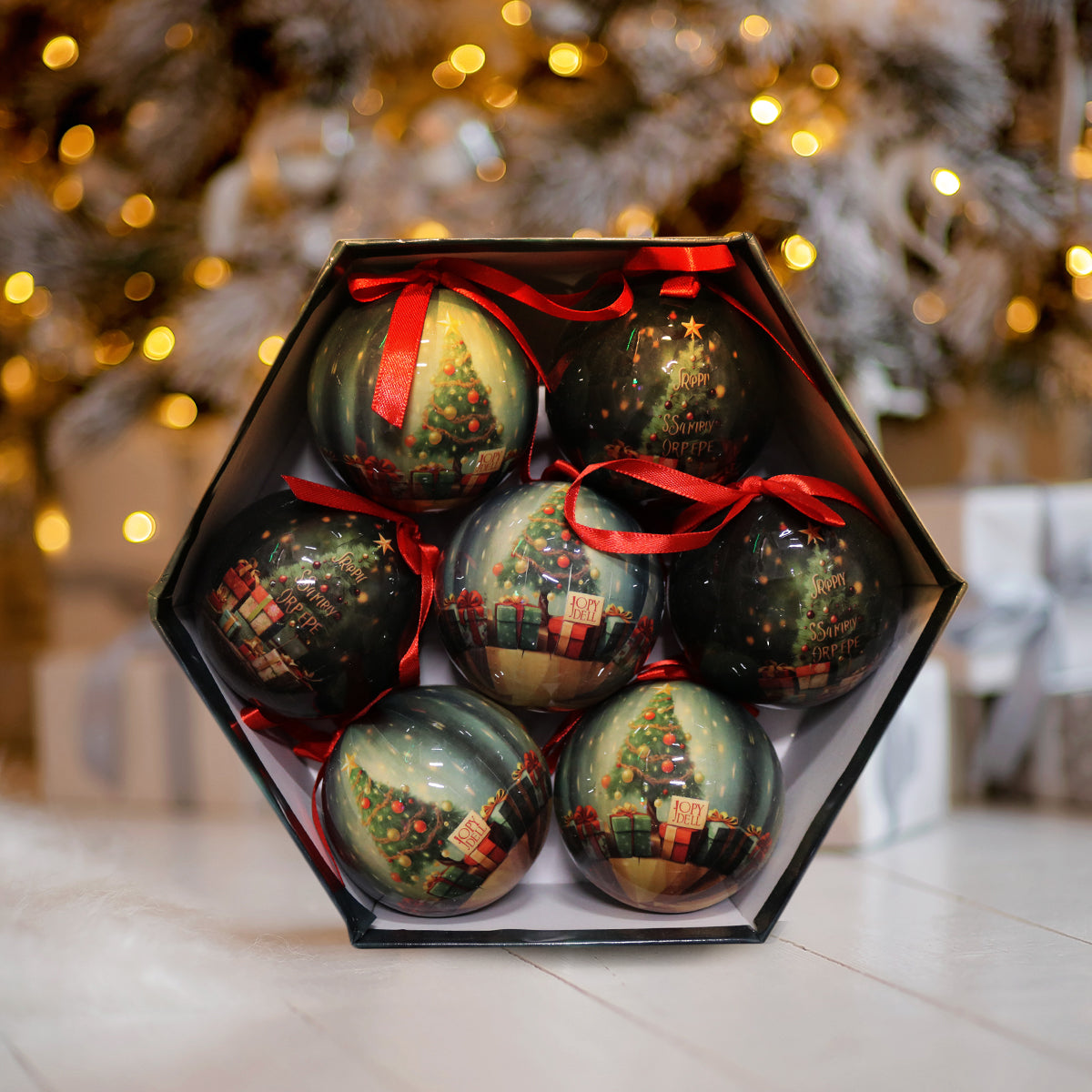 Луксозни коледни топки – комплект 7 бр. в подаръчна кутия | Елхи