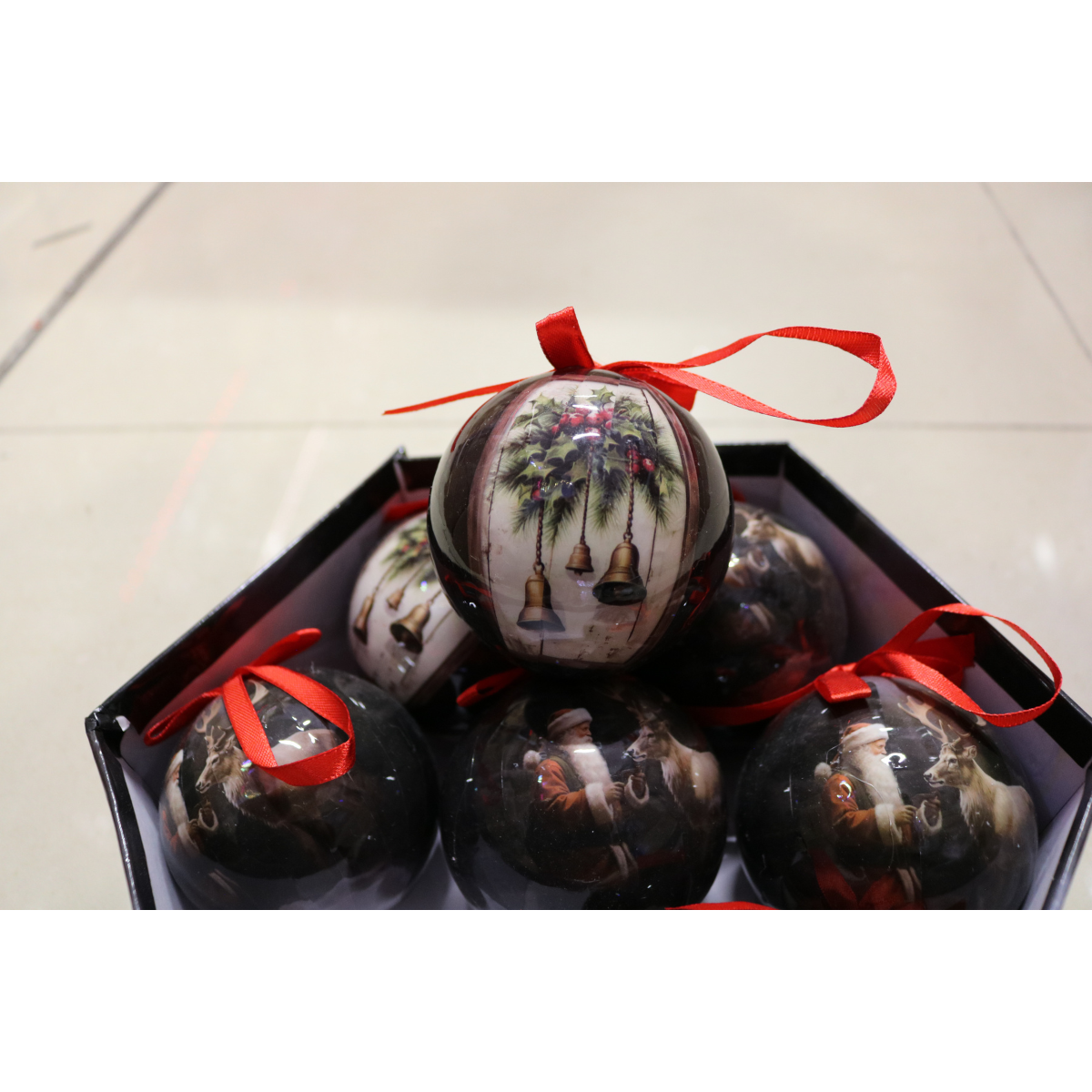 Луксозни коледни топки – комплект 7 бр. в подаръчна кутия | Кафяви