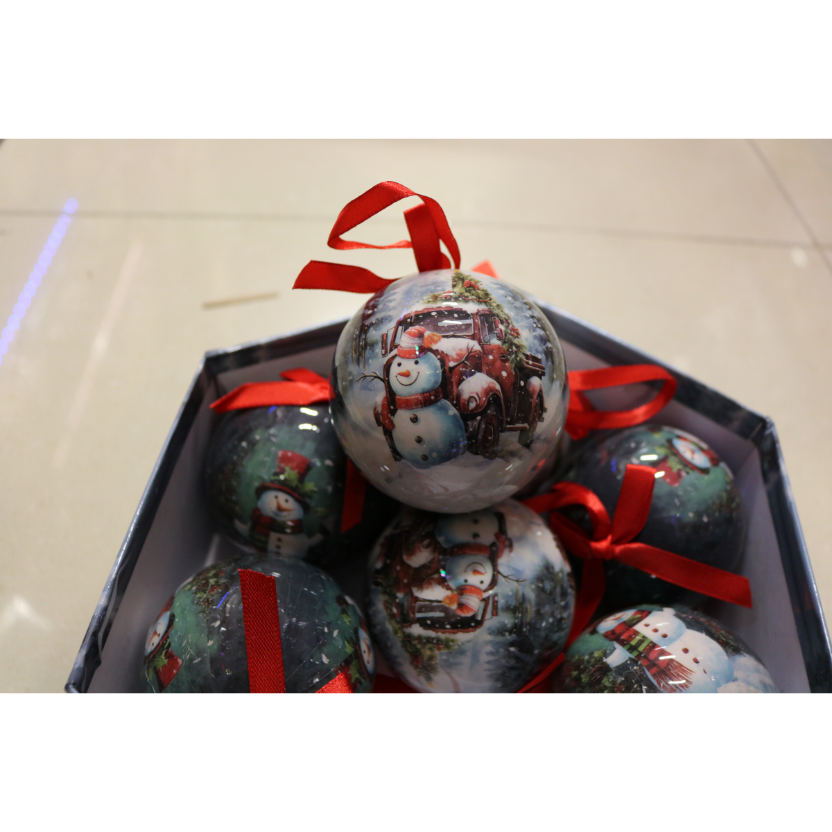 Луксозни коледни топки – комплект 7 бр. в подаръчна кутия | Снежен човек