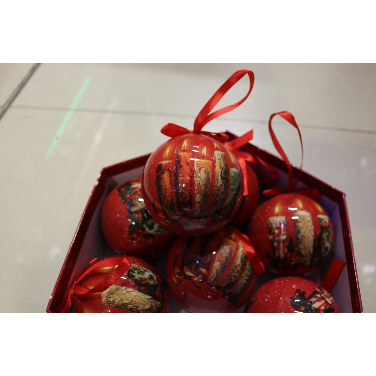 Луксозни коледни топки – комплект 7 бр. в подаръчна кутия | Свещи