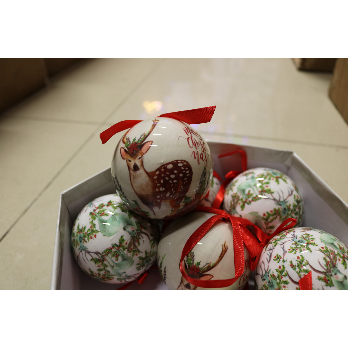 Луксозни коледни топки – комплект 7 бр. в подаръчна кутия | Елени
