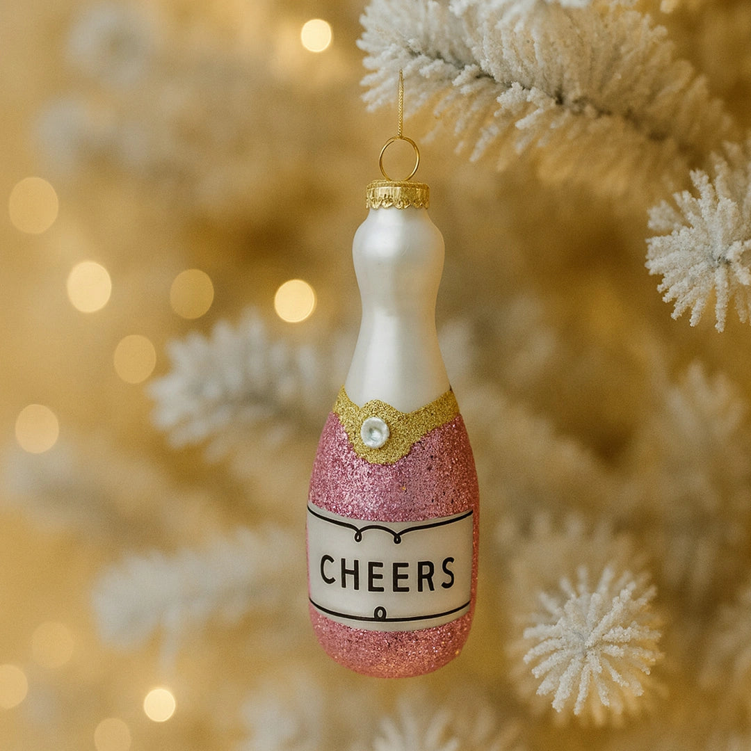 Стъклена Коледна Украса | Бутилка Шампанско