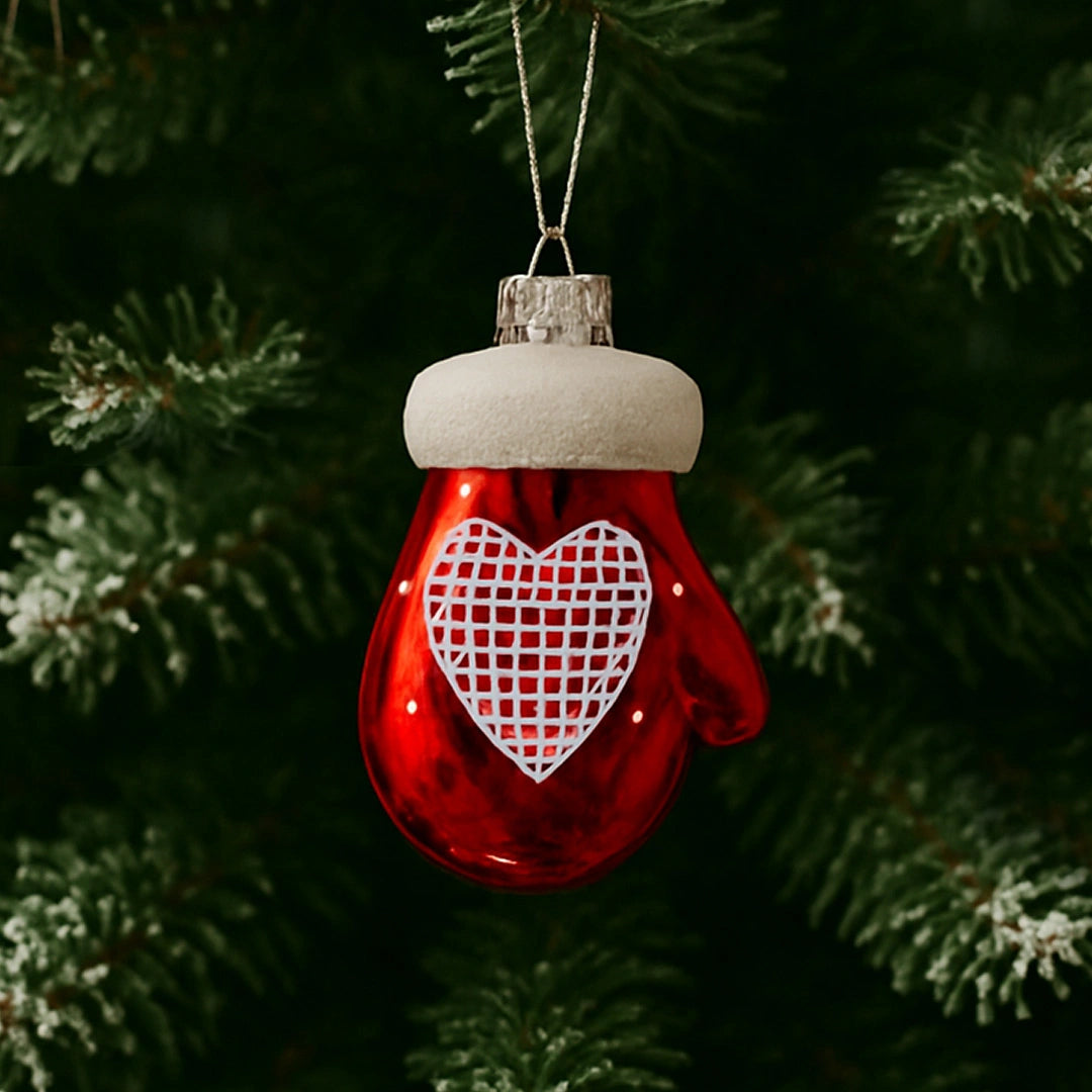 Стъклена Коледна Украса | Ръкавичка със Сърце