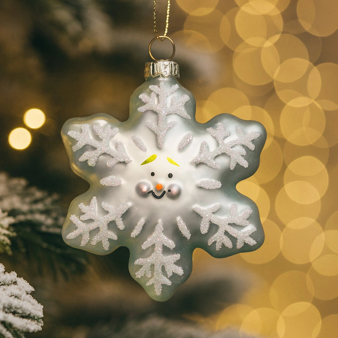 Стъклена Коледна Украса | Усмихната Снежинка